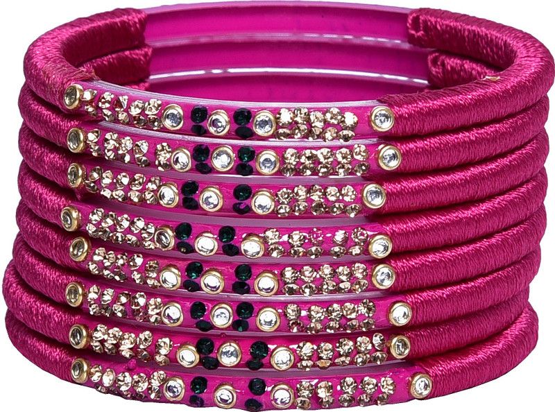 Fabric, Dori, Plastic Bangle Set  (Pack of 8)