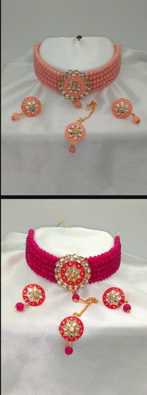 Alloy Rhodium Ruby Red, Rose Gold Jewel Set  (Pack of 2)