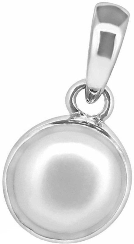 7.25-7.50 Ratti Natural & IIGS Certified Fresh Water Pearl (MOTI) Astrological Gemstone Silver Pendant/ Silver Pearl Stone Pendant