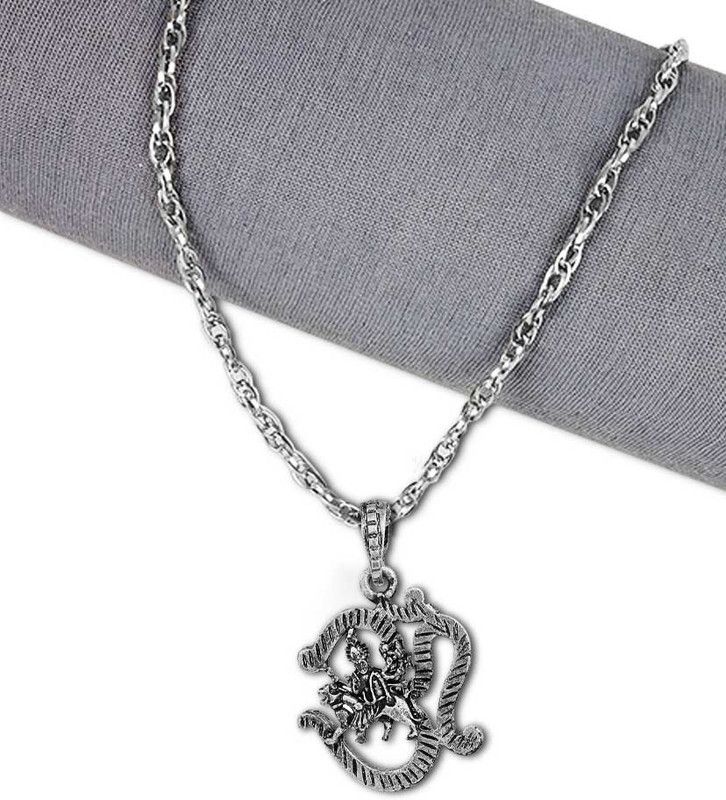 God Om With Shri Durga Vaishno Devi Maa/Sherawali Mata Pendant Locket Necklace Stainless Steel Pendant