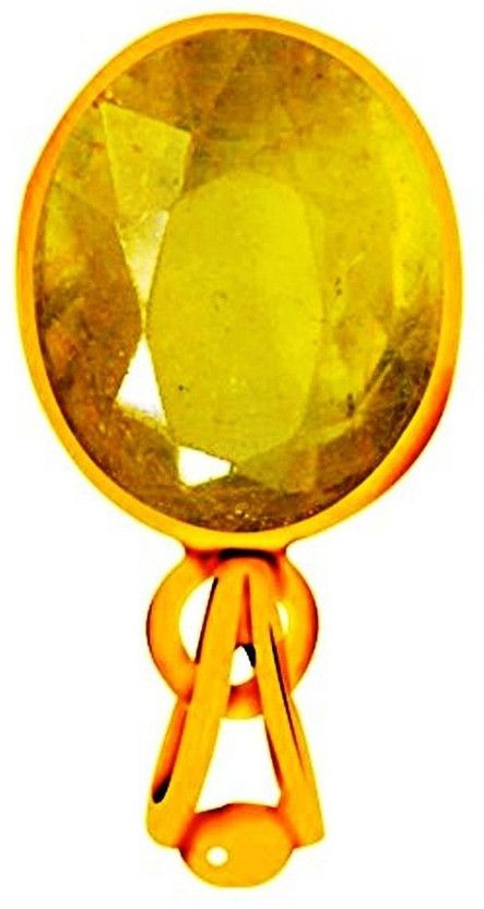 Gemstone Ring Yellow Sapphire Pukhraj Gemstone Pendant 7.5Ct. 8.25Ratti Panchdhatu Astrology Pendant Gold-plated Sapphire Copper Pendant