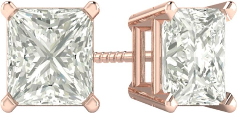 18k Rose Gold Cubic Zirconia Sterling Silver Stud Earring