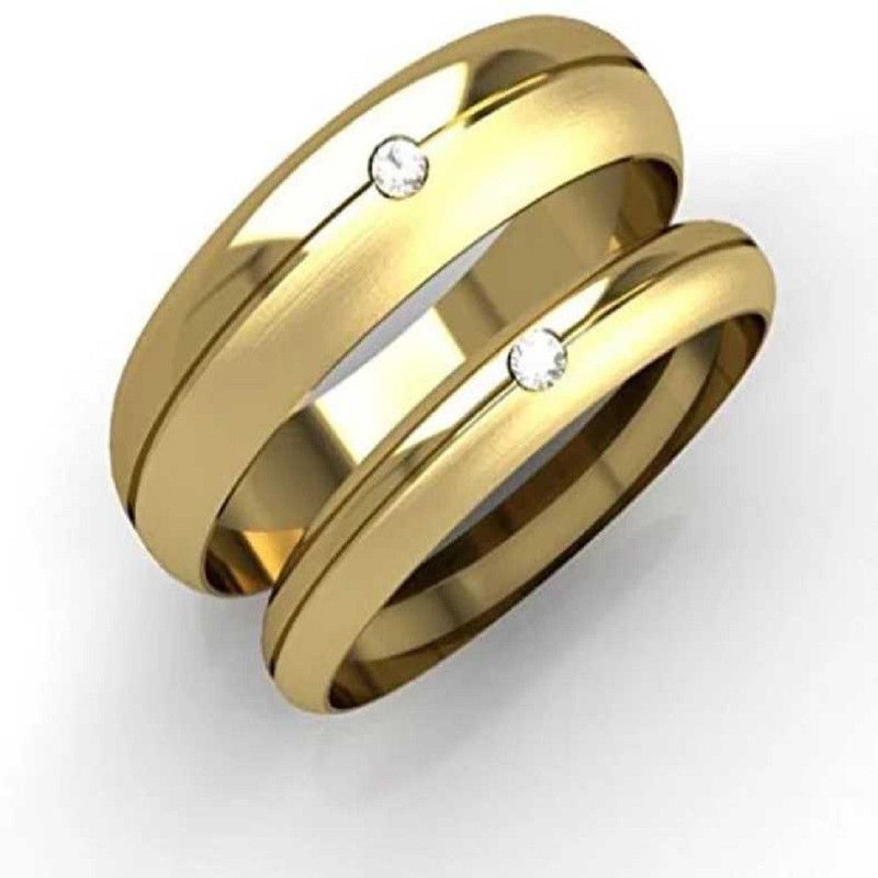 Marvelous Couple Ring Adjustable for Loved one, Valentine, Engagement & Proposal Ring Alloy Cubic Zirconia Gold Plated Ring