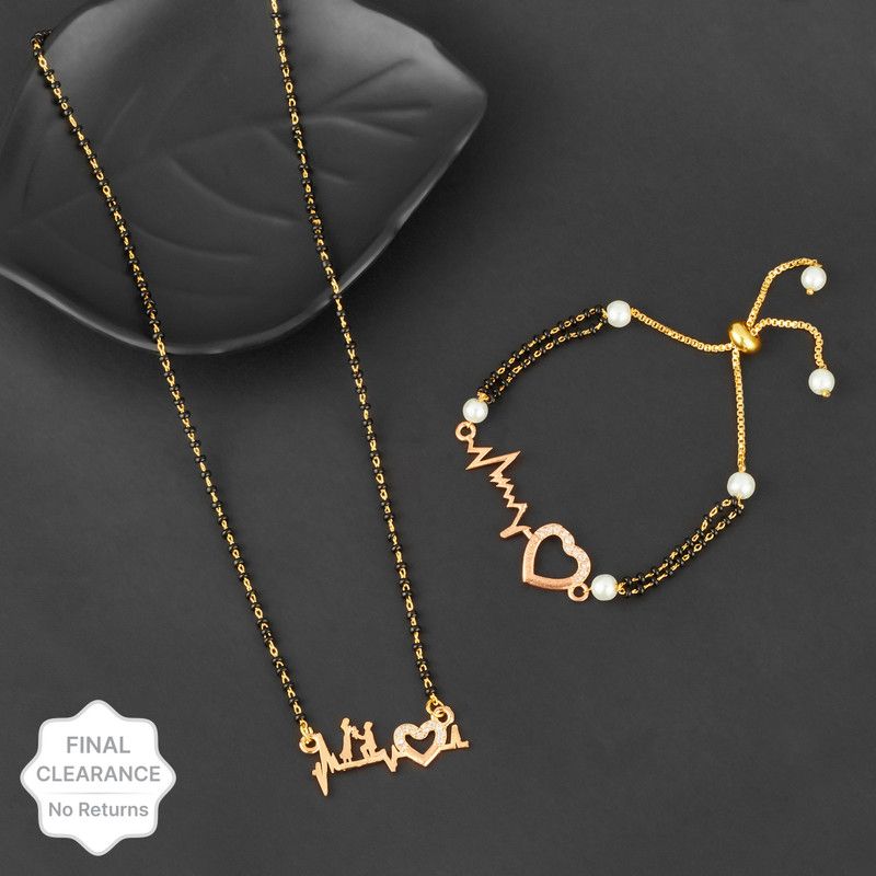 Excellent Micro Gold-Plated Heart Shape Combo Mangalsutra For Women,Girls Brass Mangalsutra