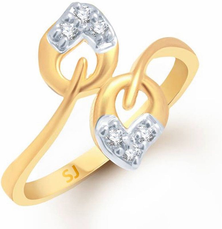 Couple Heart Pattern Brass, Alloy Cubic Zirconia Gold Plated Ring