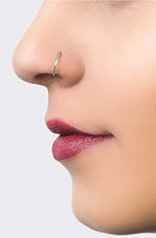 RENU CREATION Silver, Rhodium Plated Brass, Metal, Alloy, Stone Nose Ring  (Pack of 5)