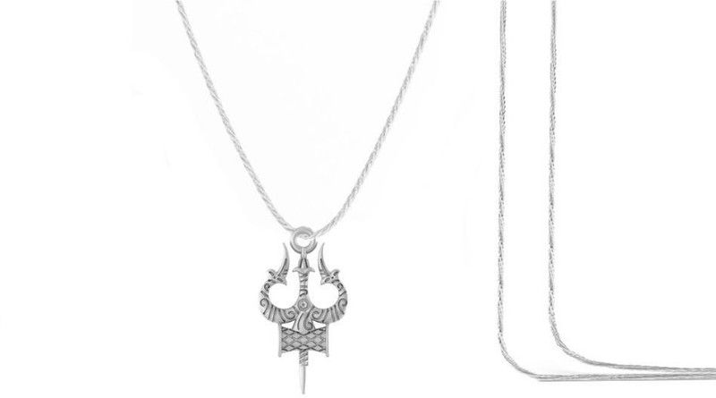 Sterling Silver (92.5% Purity) Spiritual Shiva Trishul Rope Chain Pendant Sterling Silver Pendant