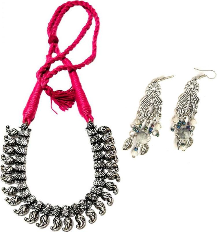 Metal Silver, Pink Jewel Set  (Pack of 1)