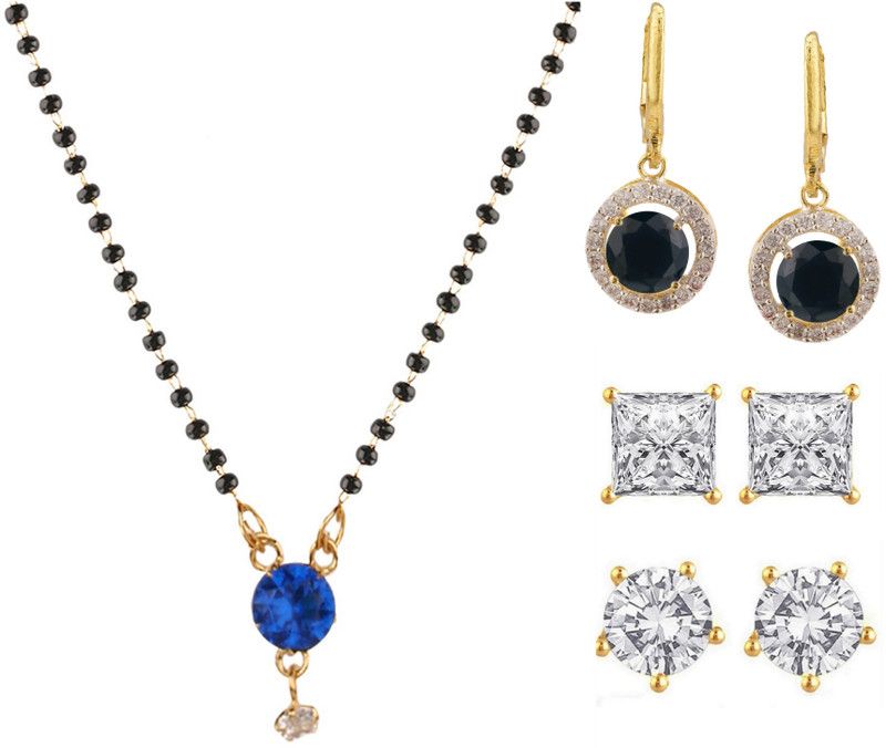 Alloy Gold-plated Blue, Black, White Jewel Set  (Pack of 1)