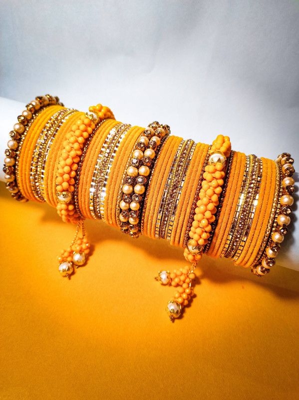 Metal Beads, Zircon Gold-plated Bangle Set  (Pack of 50)