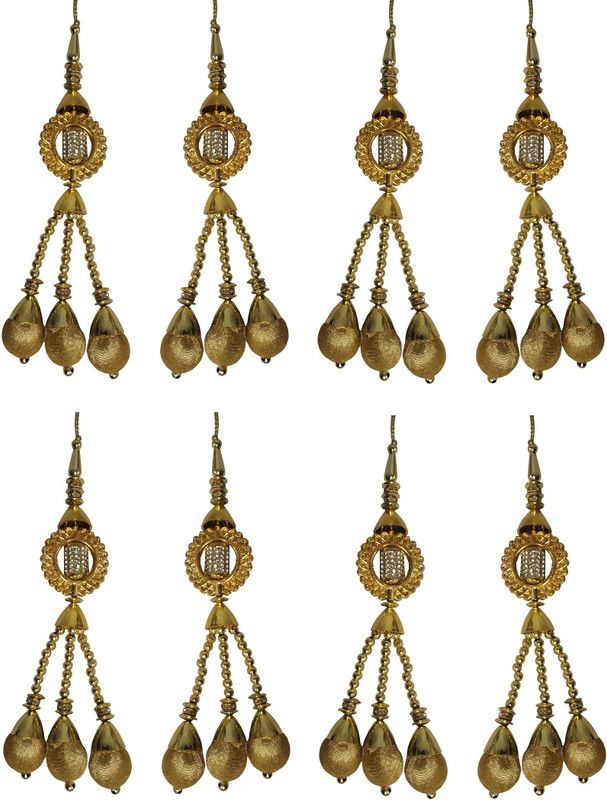 Utkarsh (8 Pcs Set, 15.2cm Long Latkan) Fancy Designer Multi-Purpose Women's Ethnic Work Hanging Latkan Tassels Craft Material for Sarees Lehenga Suits Blouses Skirts Kurtis Designing Embellishment and Decoration Brooch  (Gold)