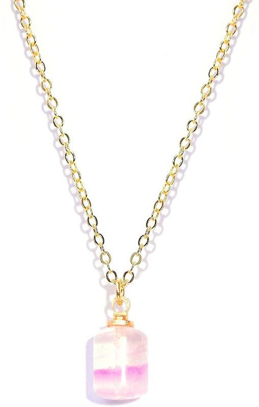Natural Gemstone Bar Dainty Chain Pendant for Women Gold-plated Brass Pendant Set