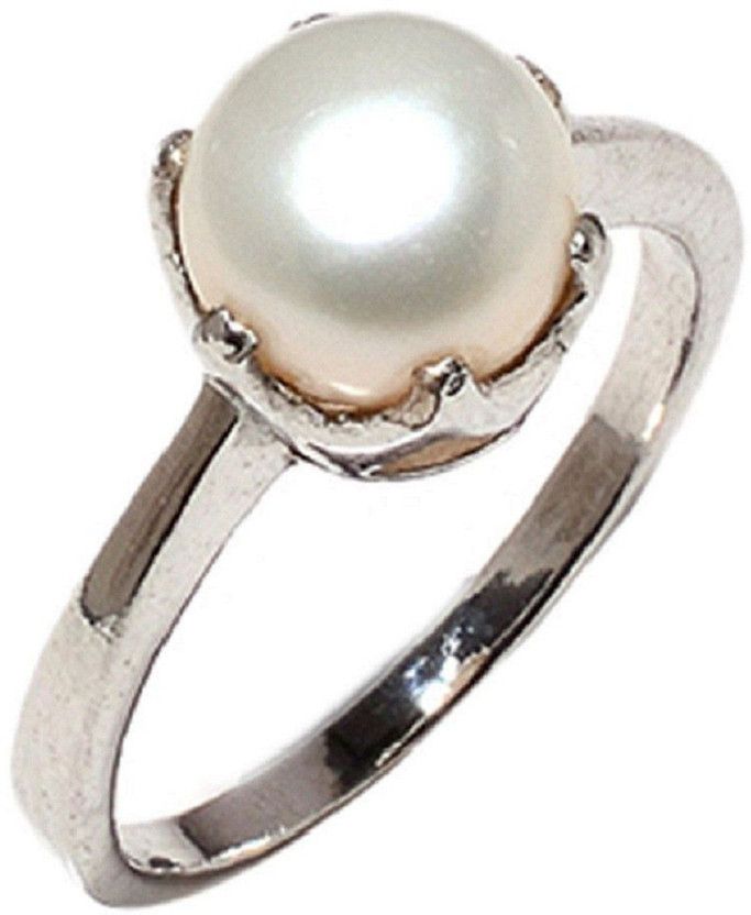 Pearl Ring with Natural Moti Stone Pearl Silver Plated Ring