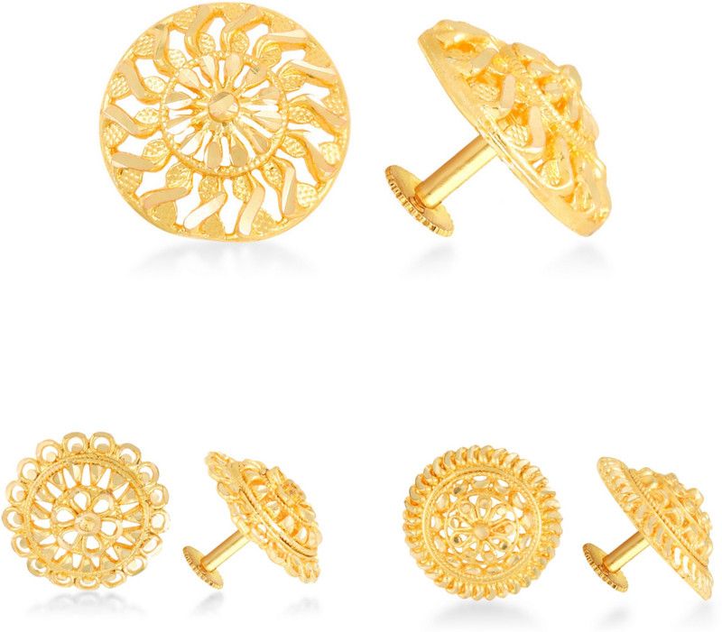 Allure Graceful Alloy Gold Plated Stud Earring Combo set For Women and Girls Pack of- 3 Pair Earrings- VFJ1243-1244-1245ERG Alloy, Brass Stud Earring