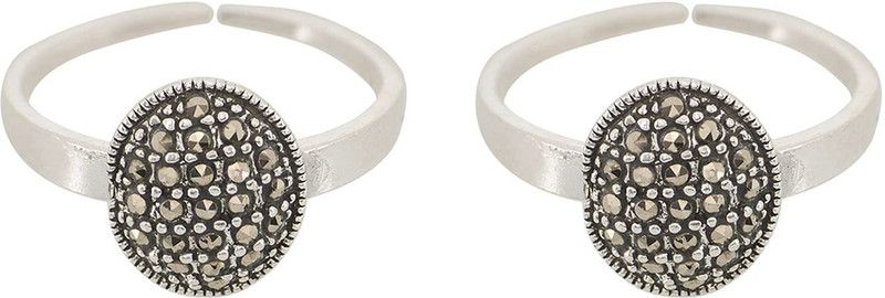 Silverwala 925-Sterling Silver Marcasite stone,Toe Ring for Women Sterling Silver Silver Plated Toe Ring
