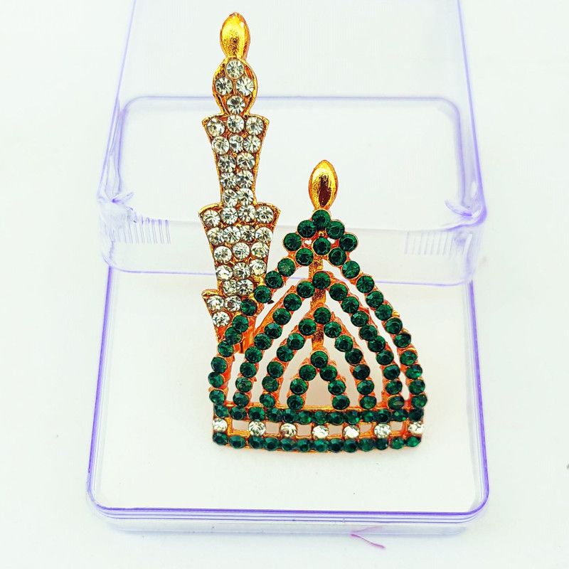 KhwajaDarbar Islamic Religious Madina Shaped Brooch Broach Badge Jewelry Design Metal Brooch Brooch  (Green, Gold)