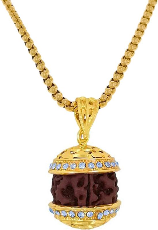 High Quality Rudraksha Pendant with Gold Chain for Men & Boys Gold-plated Stainless Steel Pendant