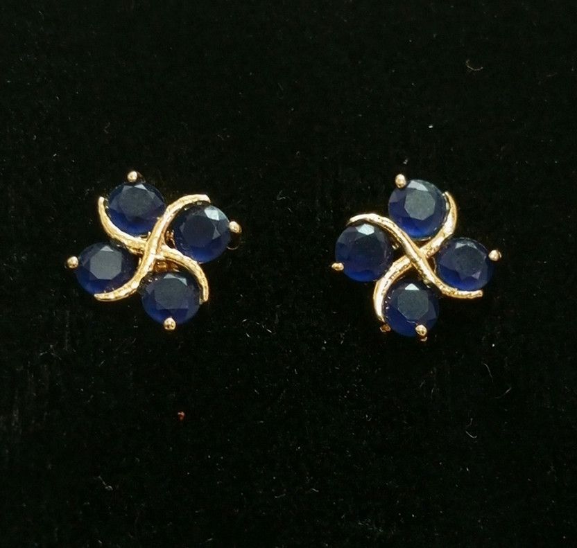 Small and fancy earrings for girls and women's. With cubic zirconia. Cubic Zirconia Brass Plug Earring, Earring Set