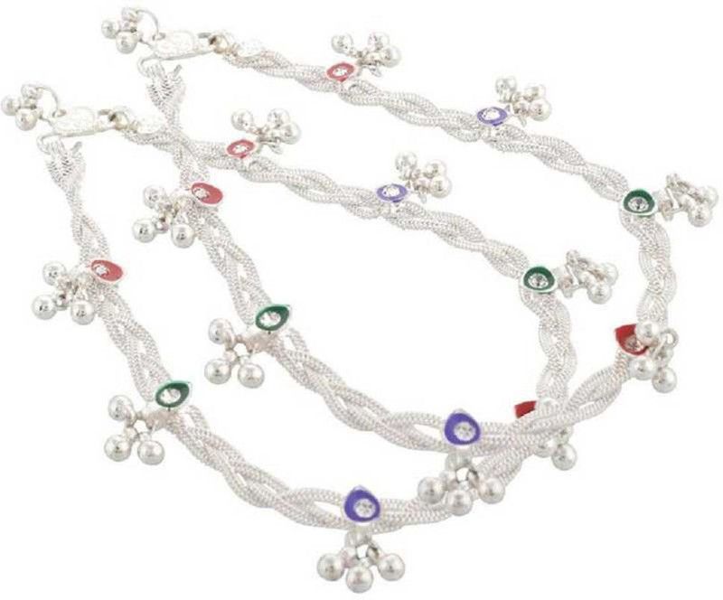homedecor anurudh Jewellery Artificial Alloy Anklet Traditional Silver Payal Anklets for Women Girls Copper Anklet  (Pack of 2)