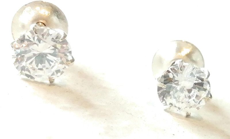 4mm single stone Zircon Silver Stud Earring