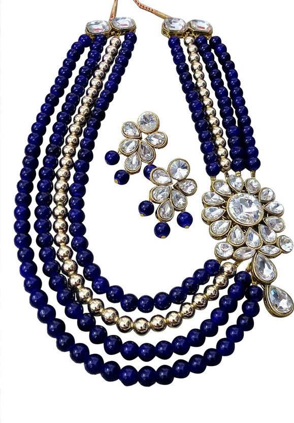 Alloy Blue Jewel Set  (Pack of 1)