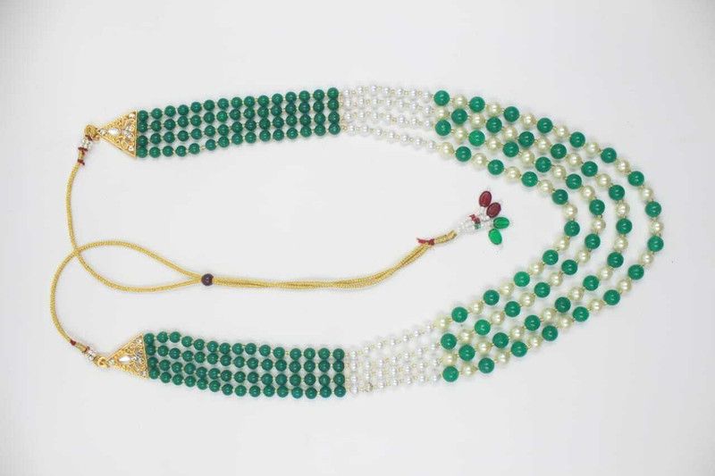 Brass, Silver, Alloy Silver Green, White Jewel Set  (Pack of 1)