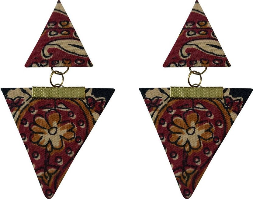 beige maroon bhoho style earring Fabric Drops & Danglers