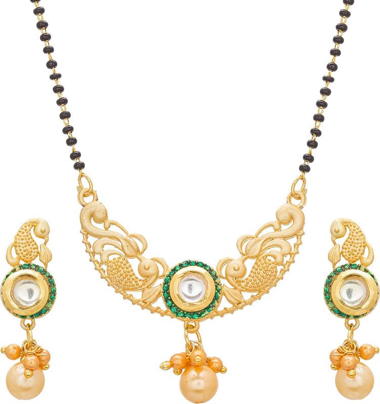 Alloy Gold-plated Black, Gold, Green Jewel Set  (Pack of 1)