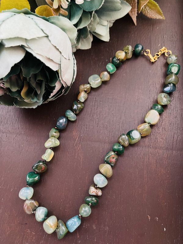 TOF Single Line Short Mala Green Gold-plated Plated Alloy Layered