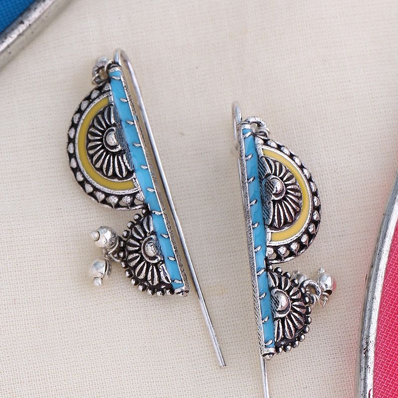 Gwalior Half Circles Layered Earrings Brass Cuff Earring