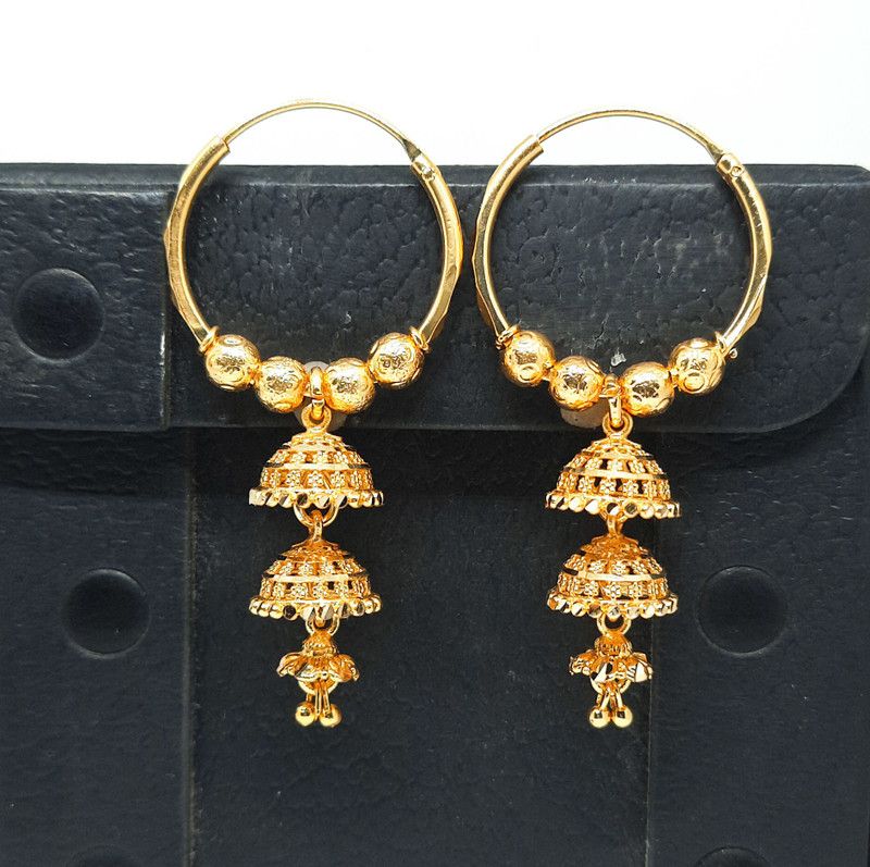 Traditional gold plated bali jhumki Brass Chandbali Earring