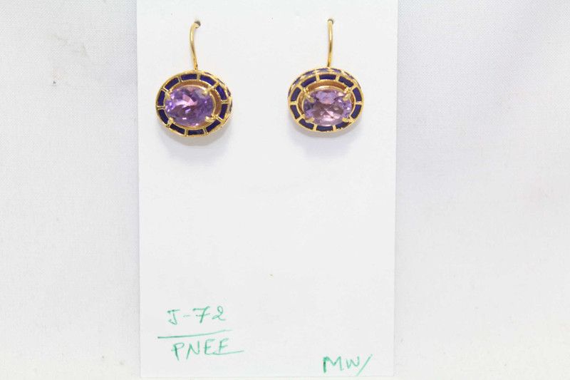 Earrings Silver 925 Sterling Gold Plated Women Amethyst Gem Stone Enamel C178 Amethyst Sterling Silver Stud Earring