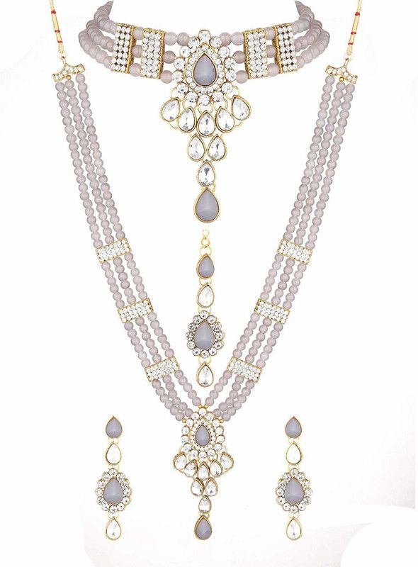 Copper Copper Grey, Gold Jewel Set  (Pack of 1)