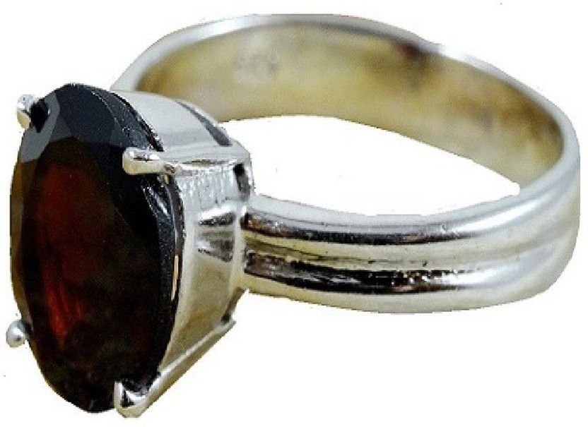 Ratan Bazaar 100% Certified Gomed Gemstone Ring For Men's and Women's Copper Garnet Sterling Silver Plated Ring