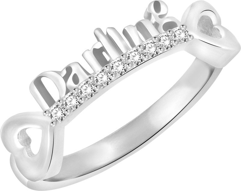 DARLING Brass Cubic Zirconia Silver Plated Ring