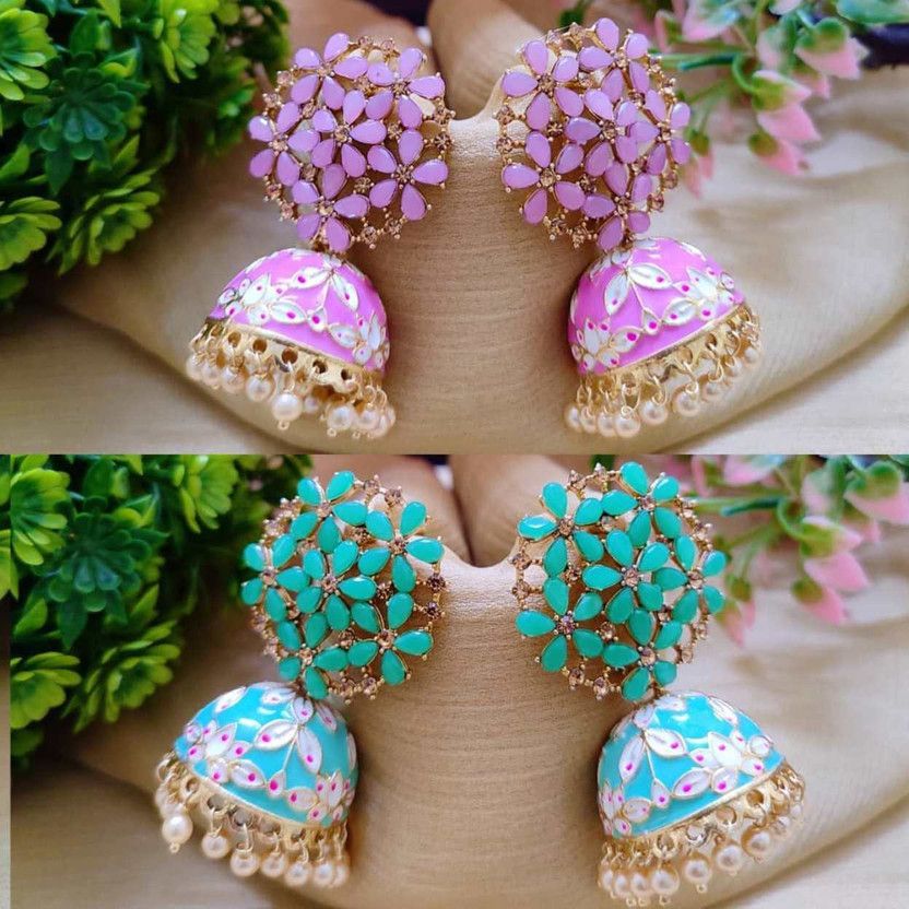 Combo Pack of Beautiful Meenakari Design Tree Meena Alloy Jhumki Earring