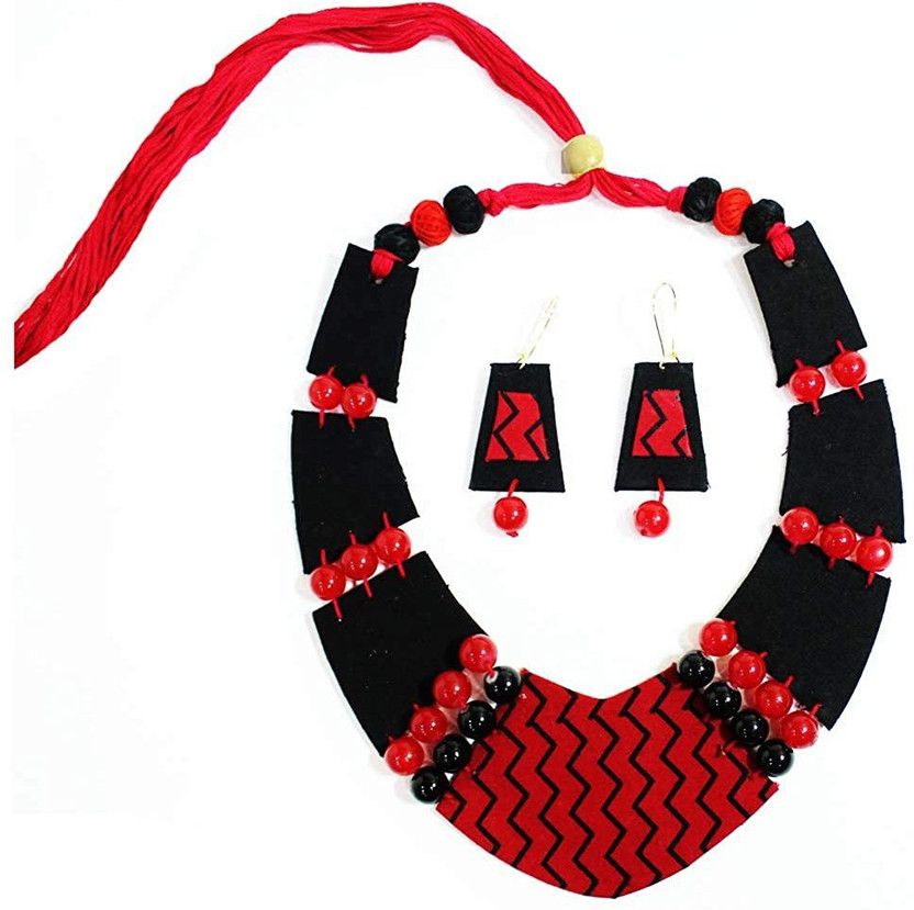 Fabric Black Jewel Set  (Pack of 1)