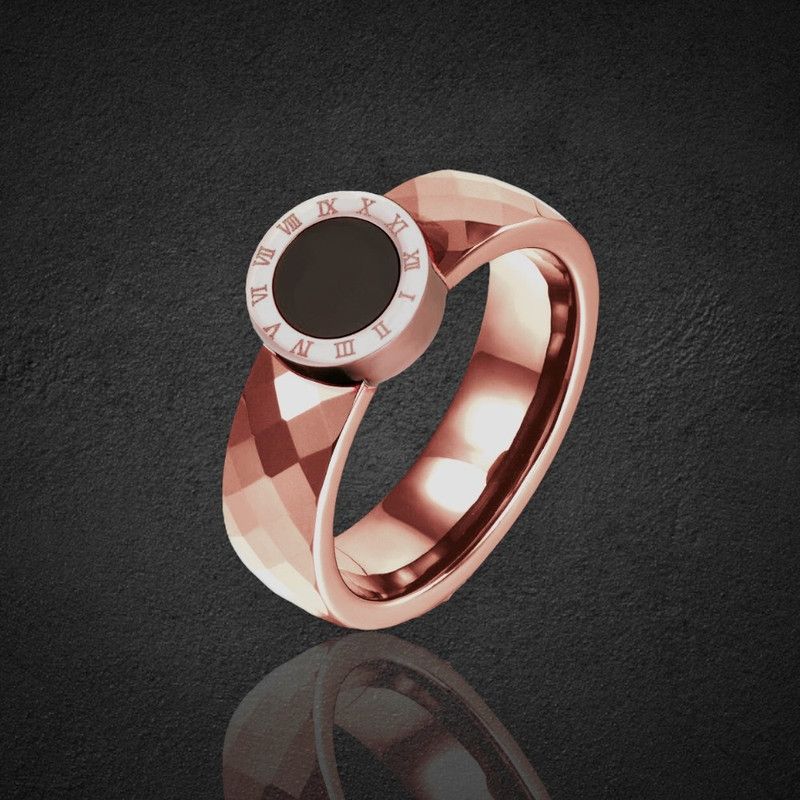 Luxurious Rosegold Watch Style Ring For Women & Girls Stainless Steel Gold Plated Ring