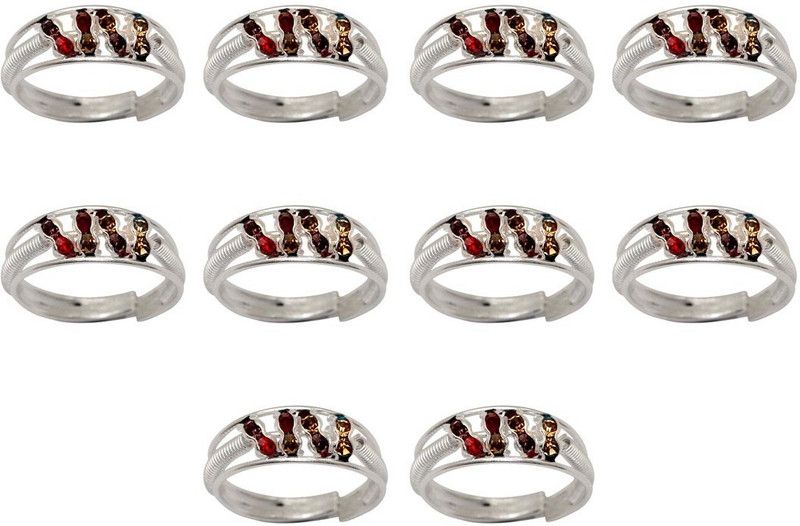 Beautiful Designer Toe Ring Combo Of 5 Pairs Alloy Silver Plated Toe Ring