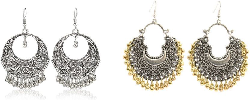 Afghani Chandbali with Beads Alloy Chandbali Earring