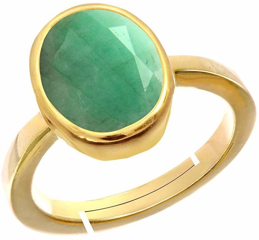 Certified Emerald Panna 1.50 Carat / 2.25 Ratti Panchdhatu Adjustable Ring Crystal Emerald Gold Plated Ring