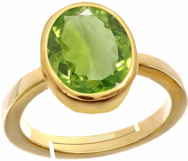 Certified Unheated Untreatet 11.25 Ratti 10.32 Carat A+ Quality Natural Peridot Metal Ruby Gold Plated Ring