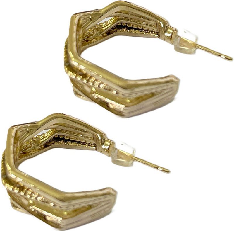 Contemporary Bold Gold-Toned Geometric Organic Metallic Mini Open-Hoop Earrings Metal Hoop Earring