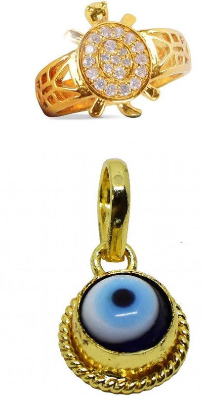 Brass Gold-plated Gold, Blue, Black, White Jewel Set  (Pack of 1)