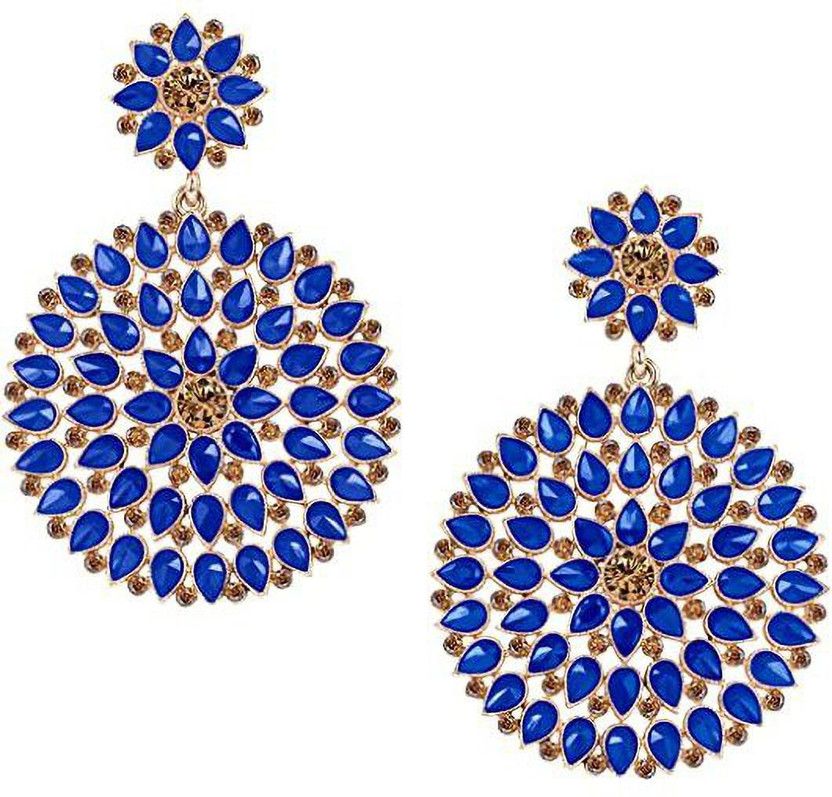 Gold Plated Stone & Diamond Studded Earrings For Women Cubic Zirconia Copper Drops & Danglers