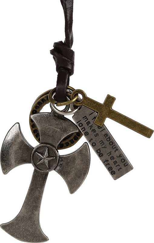 Cross Axe Rings Alloy Locket Set