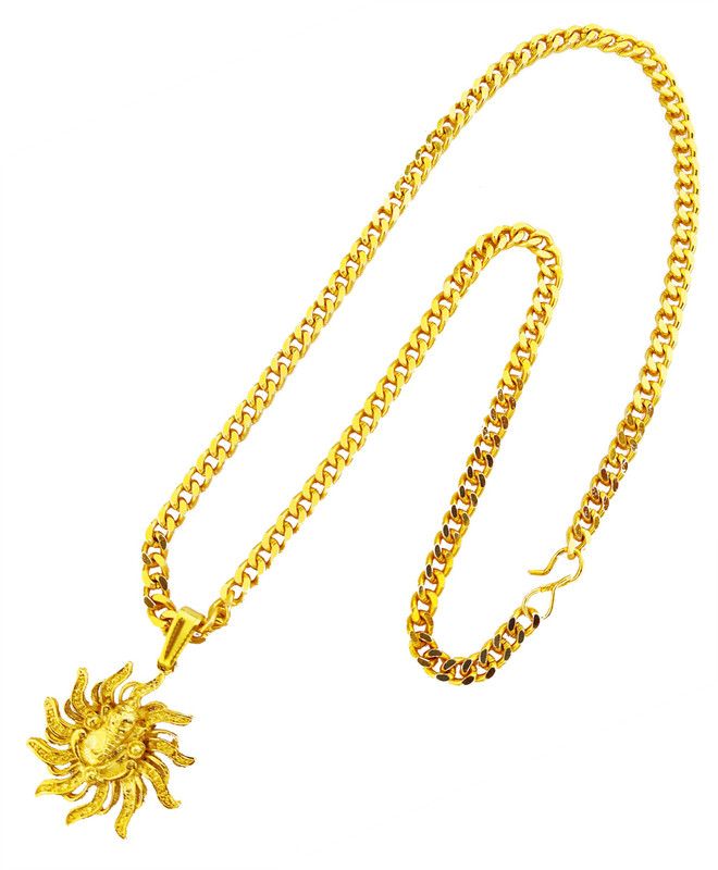 Ganesha Sun Pendant Cub Chain 124885 Beautiful Pendant locket Gold-plated Alloy