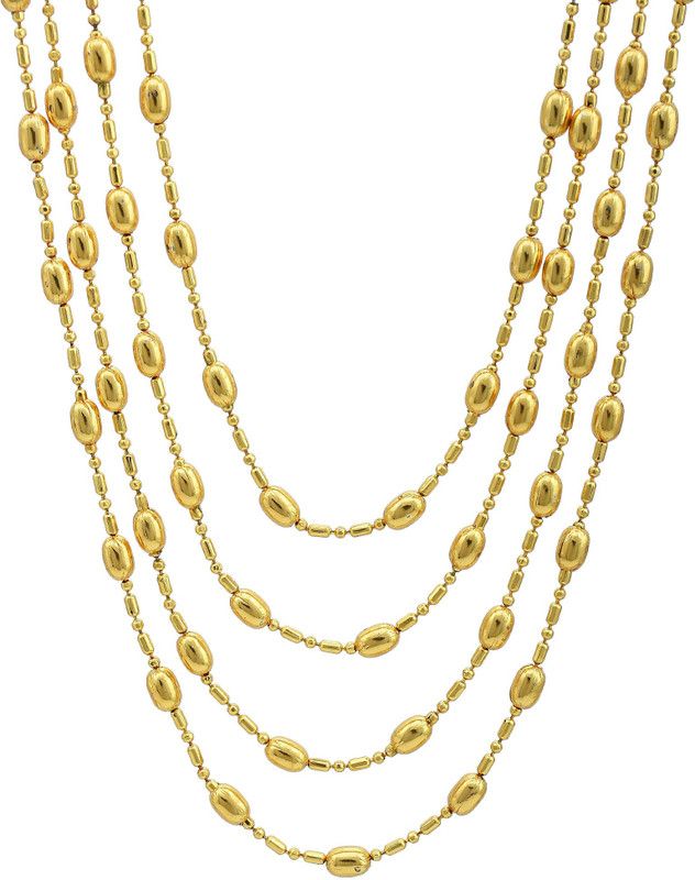 Gold Plated Graduation Length, Multi Strand 36 Inch Necklace Women Traditional Gold-plated Plated Brass Necklace