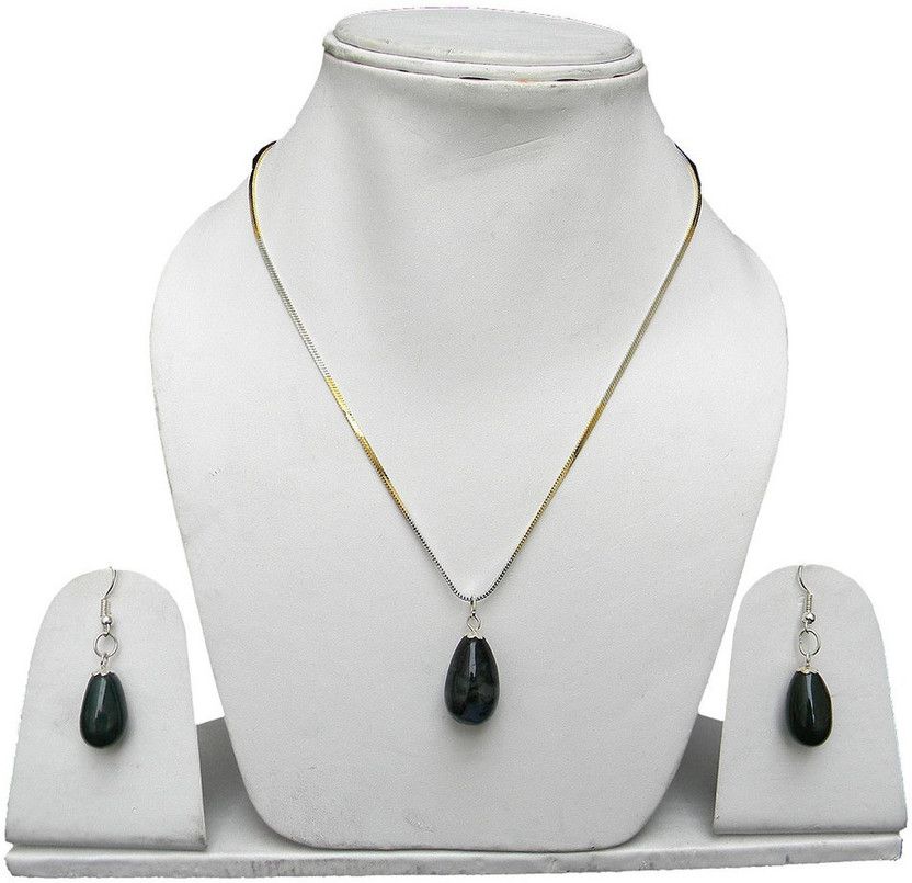 Stone, Alloy Gold-plated, Silver Green, Gold, Silver Jewel Set  (Pack of 1)
