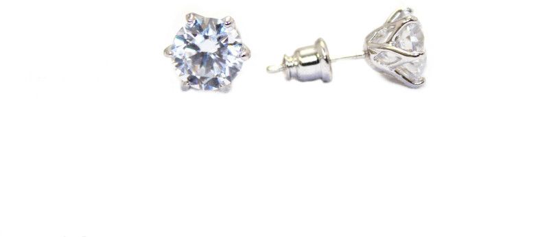 Solitaire Stud Earrings 925 Sterling Silver Zircon Stone Women Handmade B535 Zircon Sterling Silver Stud Earring